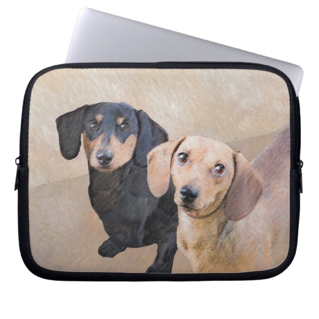 Capa Para Notebook Pintura de Dachshund (Smooth) - Arte de Cão Origin (Frente)