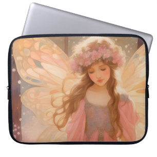 Capa Para Notebook Pintura de fantasia de fada rosa-branca
