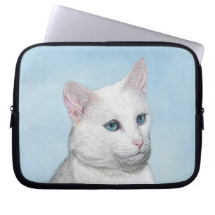 Capa Para Notebook Pintura de Gatos Brancos - Arte de Gato Original B