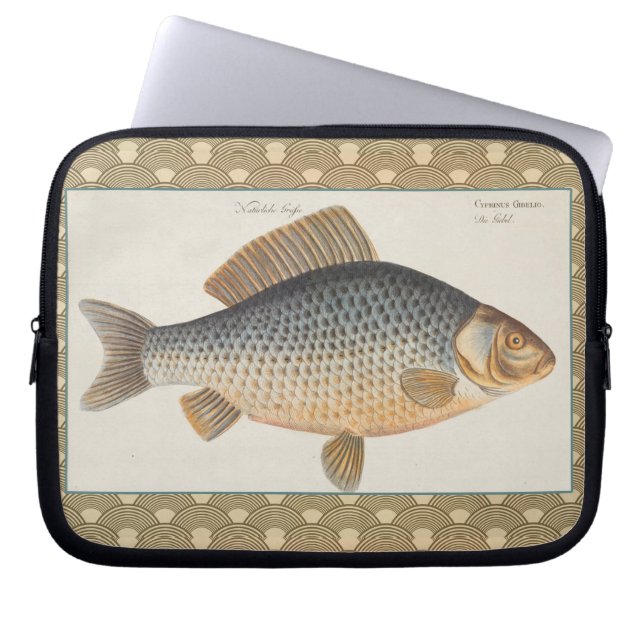 Capa Para Notebook pintura de pesca de peixe carpa desenho de água do (Frente)