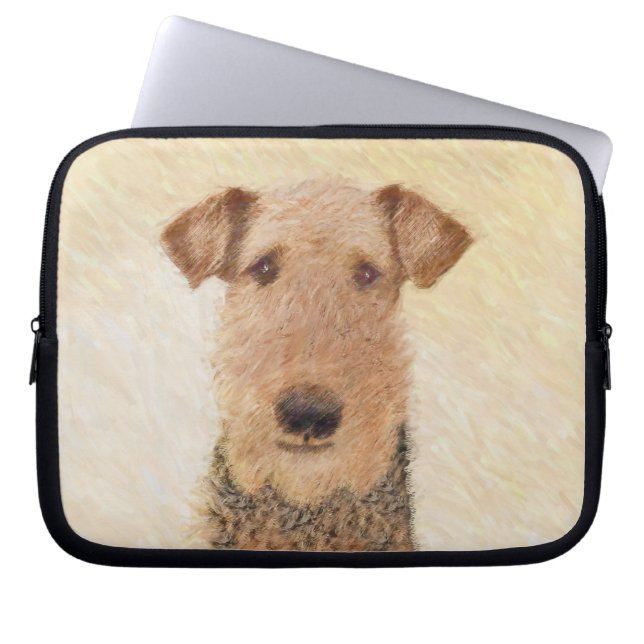 Capa Para Notebook Pintura de Terrier Airedale - Arte original cômoda (Frente)