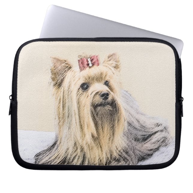 Capa Para Notebook Pintura de Yorkshire Terrier - Arte de Cachorro Or (Frente)