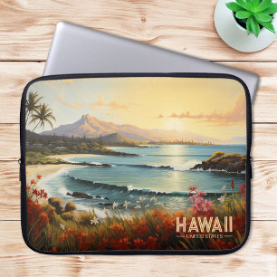 Capa Para Notebook Pintura do Paraíso Tropical da Praia do Havaí Vint