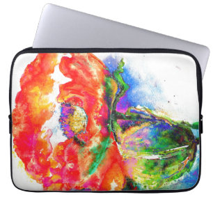 Capa Para Notebook Pintura floral vermelha Elegante