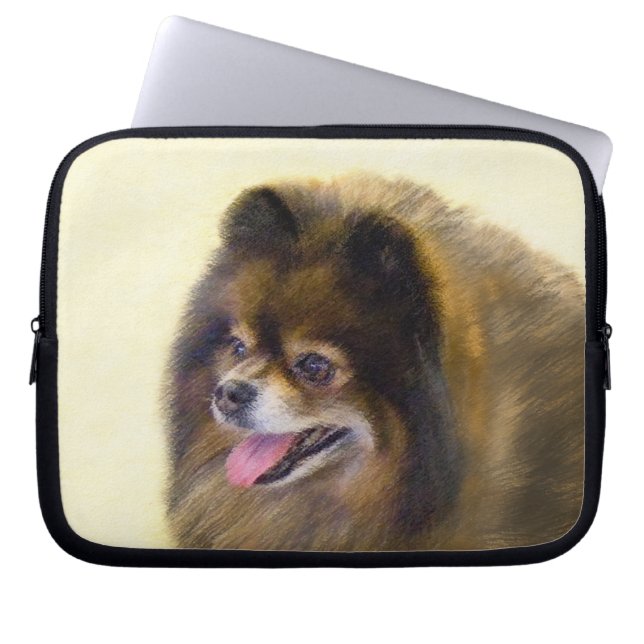 Capa Para Notebook Pintura original de cão a preto e a bronzeado da P (Frente)
