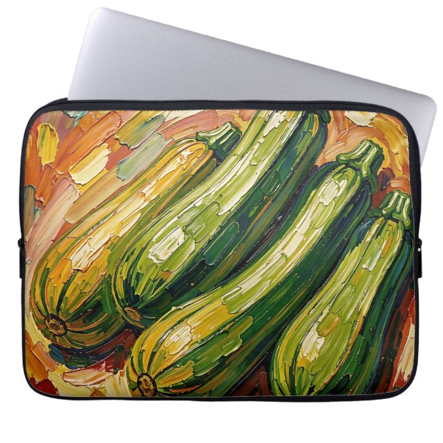 Capa Para Notebook Pintura Vibrante de Abobrinha com Impasto (Frente)