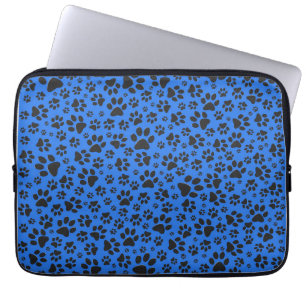 Capa Para Notebook Pinturas de cães Bolinhas preto e branco em azul-t