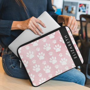 Capa Para Notebook Pinturas De Cães, Patas Brancas, Aquarelas Rosa, S