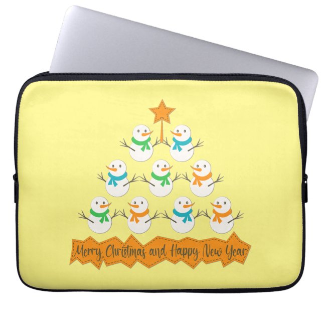 Capa Para Notebook Pirâmide de árvores de Natal feita de neve do xmas (Frente)