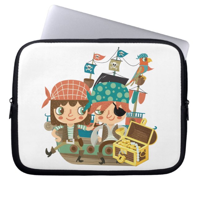 Capa Para Notebook Piratas com tesouro (Frente)