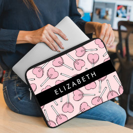 Capa Para Notebook Pirulitos Cor-de-Rosa, Pirulitos em Forma de Coraç