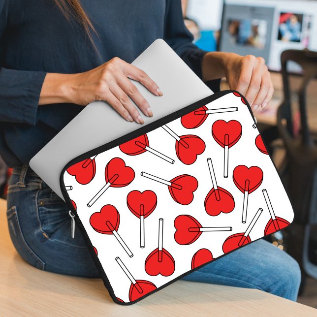 Capa Para Notebook Pirulitos Vermelhos, Pirulitos em Forma de Coração (Criador carregado)