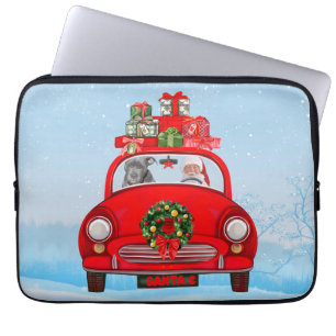 Capa Para Notebook Pitbull Dog In Car With Santa Claus 