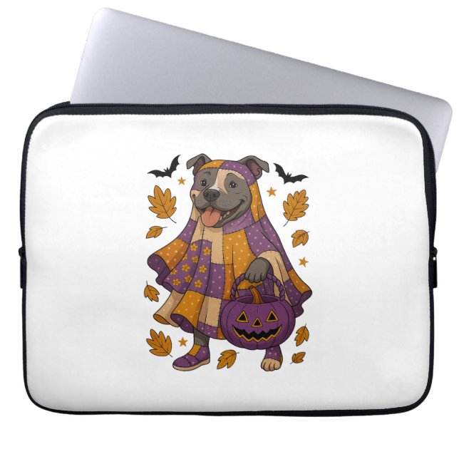 Capa Para Notebook Pitpull Dog Ghost Halloween (Frente)