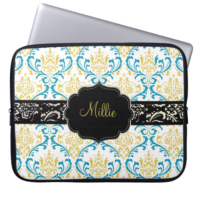 Capa Para Notebook PixDezines Rossi Damask/DIY monograma+cor! (Frente)