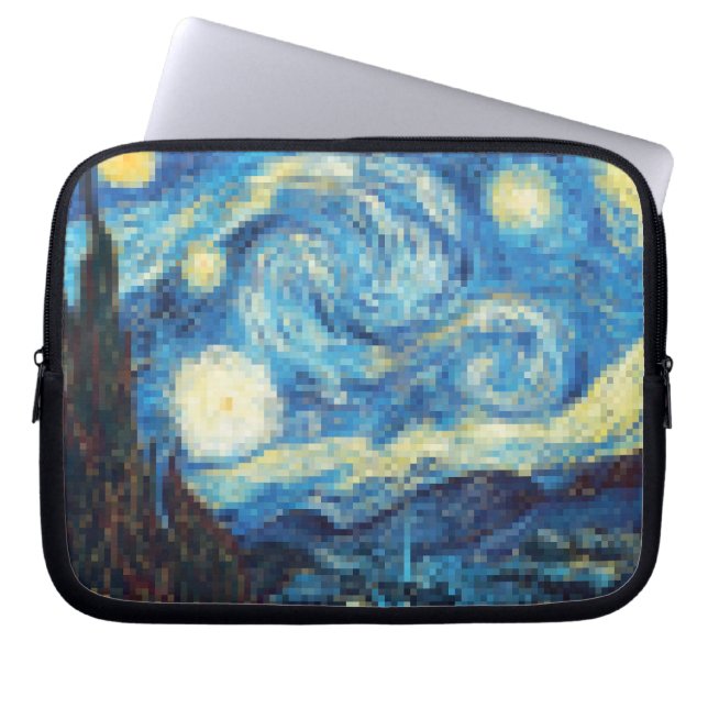 Capa Para Notebook Pixelada Starry Night por Van Gogh (Frente)