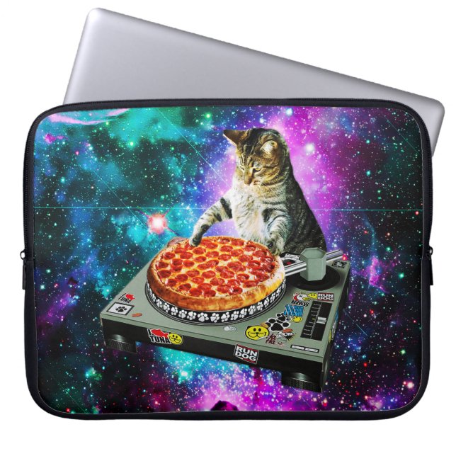 Capa Para Notebook Pizza do gato do DJ do espaço (Frente)