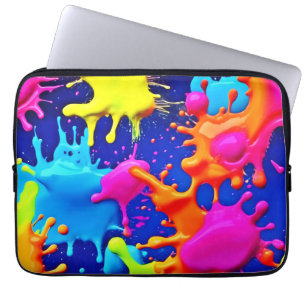 Capa Para Notebook Placas de Neon Vibrantes na Canvas Escura