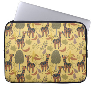 Capa Para Notebook Plano de fundo amarelo sem costura Giraffe