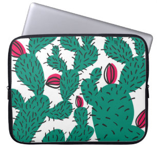 Capa Para Notebook Planta de cactus, padrão verde vintage sem costura