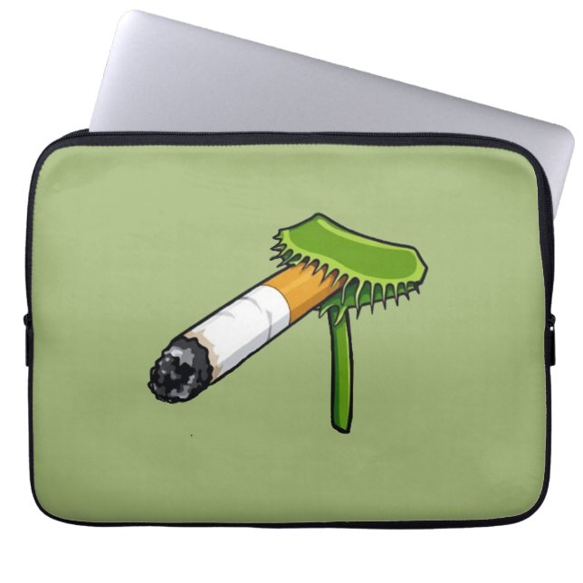 Capa Para Notebook Planta de Venus Flytrap Com Cigarro (Frente)