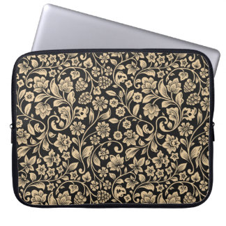 Capa Para Notebook Planta floral, estilizada, cinza