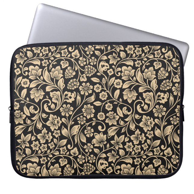 Capa Para Notebook Planta floral, estilizada, cinza (Frente)