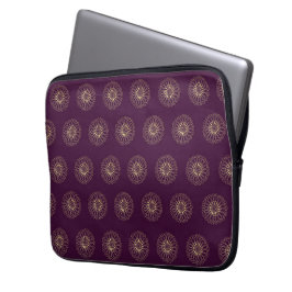 Capa Para Notebook Plum | Golden Zinnia Flower Medallions