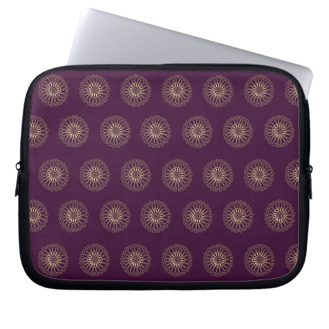 Capa Para Notebook Plum | Golden Zinnia Flower Medallions (Frente)