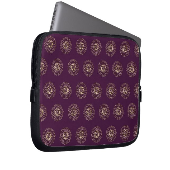 Capa Para Notebook Plum | Golden Zinnia Flower Medallions (Frente Esquerda)