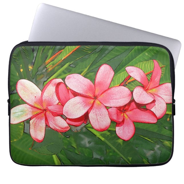 Capa Para Notebook Plumerias rosa (Frente)
