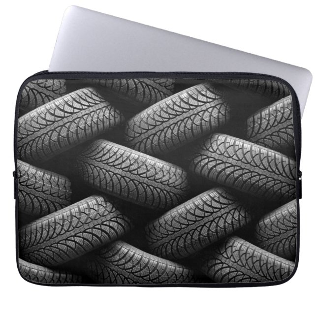 Capa Para Notebook Pneus de carro pretos (Frente)