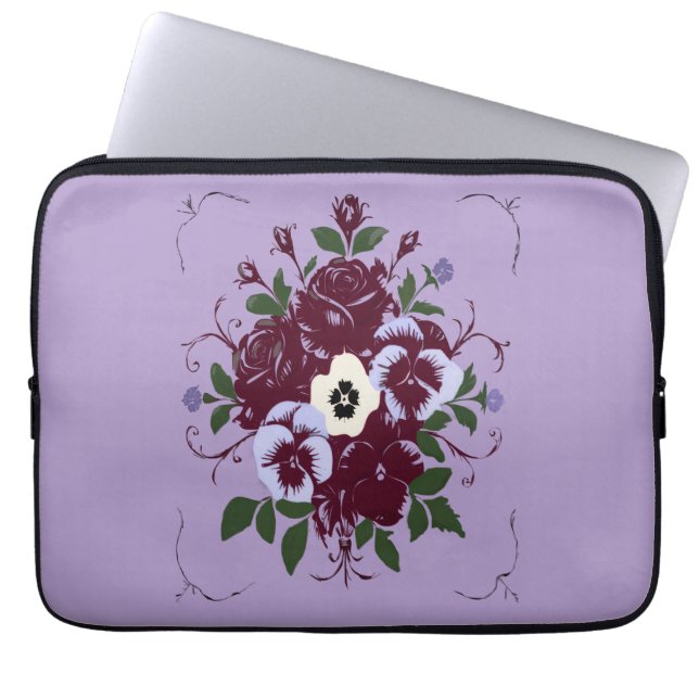 Capa Para Notebook Pochette Multimédia -  Bouquet de Violettes (Frente)