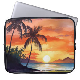 CAPA PARA NOTEBOOK POENTE TROPICAL LARANJA E AMARELO NO BEACH