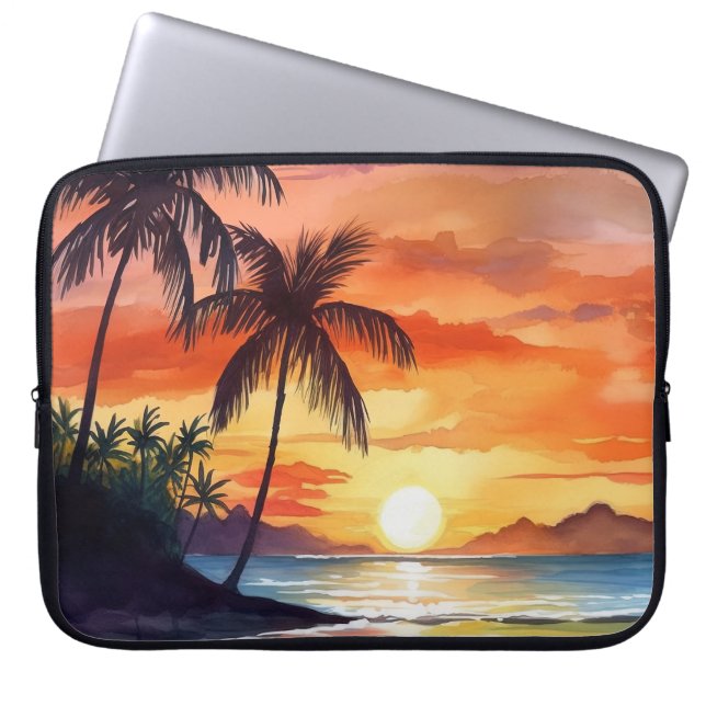 CAPA PARA NOTEBOOK POENTE TROPICAL LARANJA E AMARELO NO BEACH (Frente)