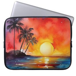 CAPA PARA NOTEBOOK POENTE TROPICAL LARANJA E AMARELO NO BEACH