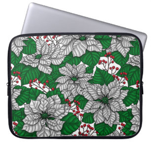 Capa Para Notebook Poinsettia branca, padrão de Natal