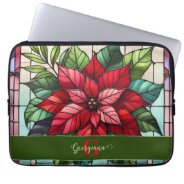 Capa Para Notebook Poinsettia De Vidro Festivo Personalizado