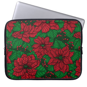 Capa Para Notebook Poinsettia, padrão de Natal