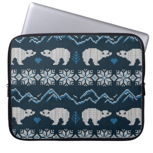Capa Para Notebook Polar Bears Knted Winter Patterno