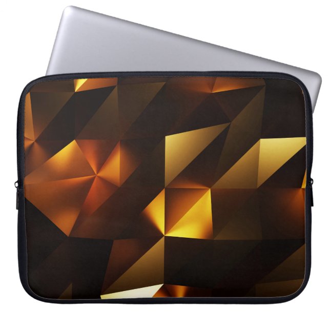 Capa Para Notebook Polígono Dourado: renderização de Abstrato 3D (Frente)