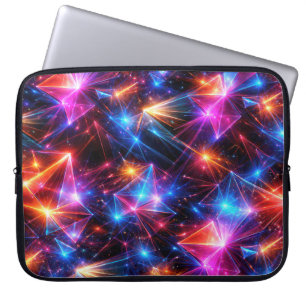 Capa Para Notebook Polígono Neon Abstrato com Explosões