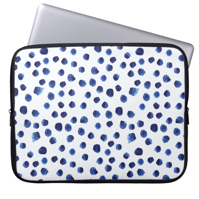 Capa Para Notebook Polka Azul: Ponto de Aquarela Sem Vista. (Frente)