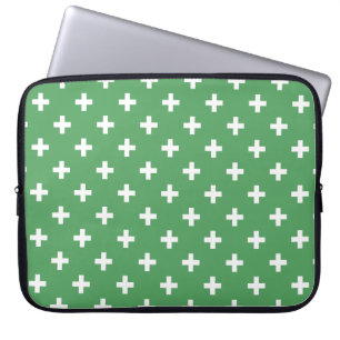 Capa Para Notebook Polka branca cruza a verde