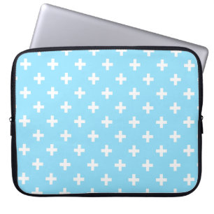 Capa Para Notebook Polka branca cruza o azul-bebê
