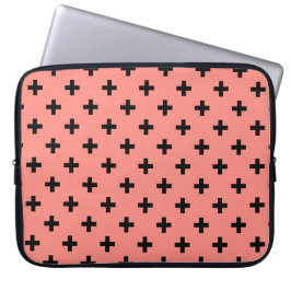 Capa Para Notebook Polka negra cruza em pêssego