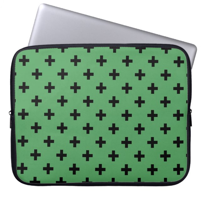 Capa Para Notebook Polka negra cruza em verde (Frente)
