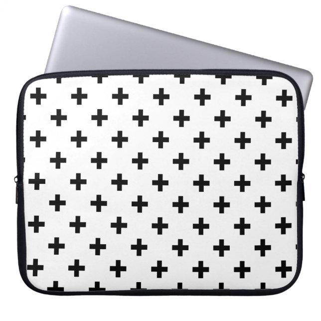 Capa Para Notebook Polka preto cruza em branco (Frente)