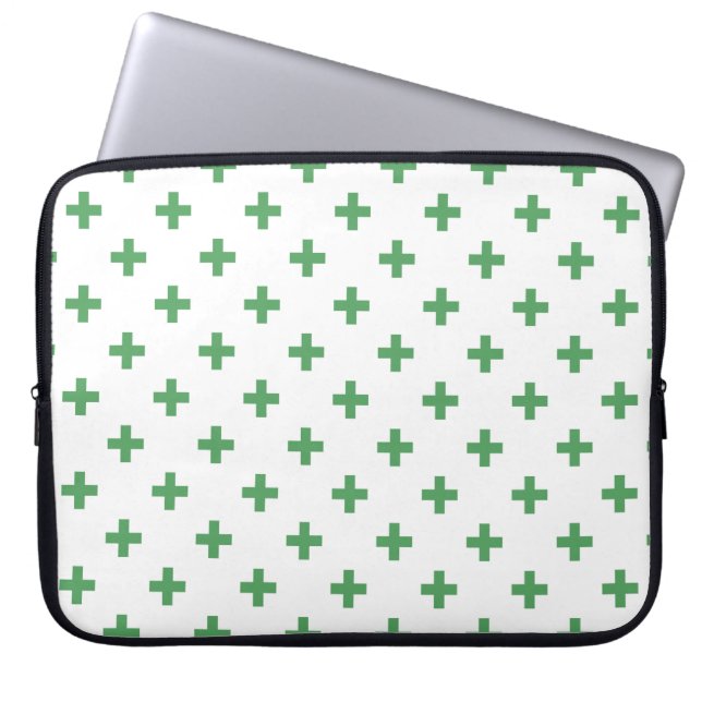 Capa Para Notebook Polka verde cruza em branco (Frente)
