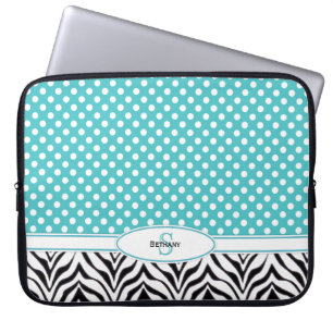 Capa Para Notebook Polkadot & zebra: A bolsa de laptop do monograma